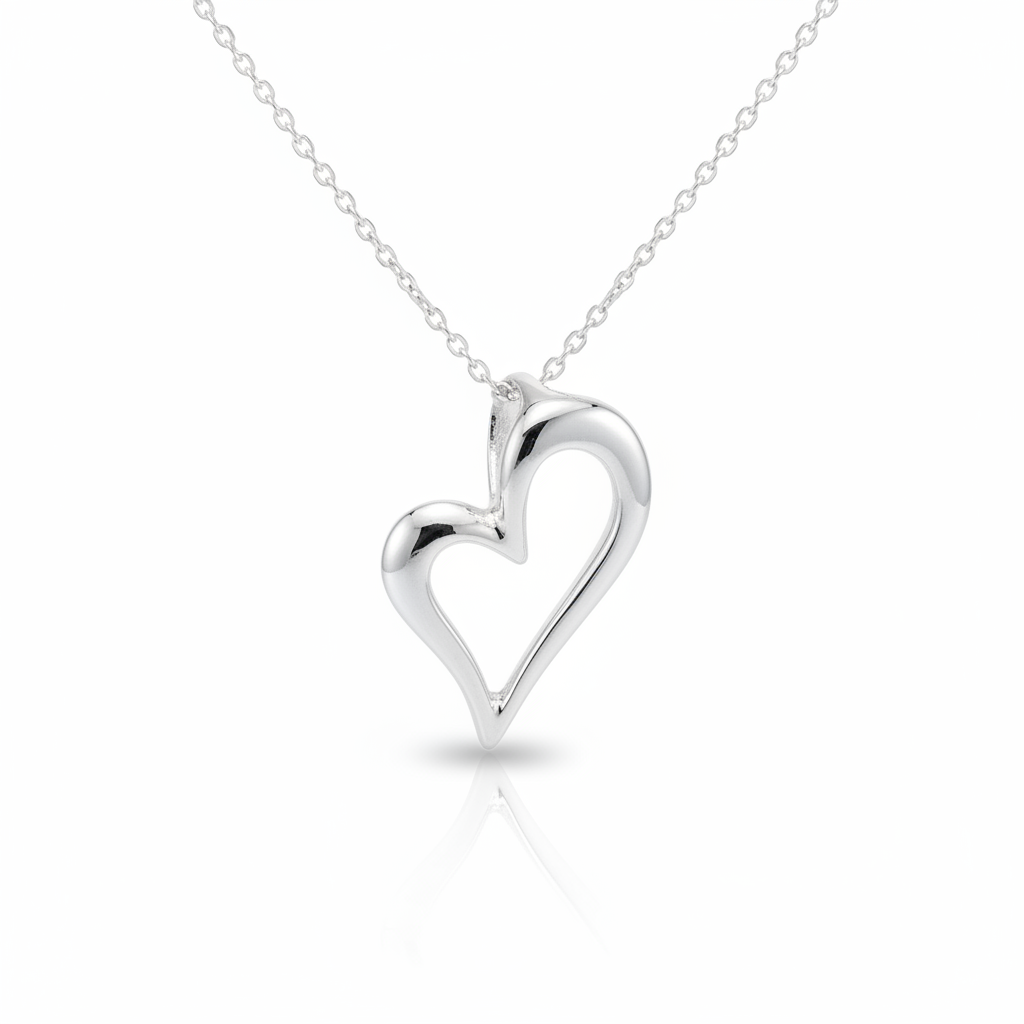 Hjertehalskjede i sølv