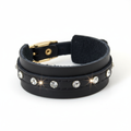 Sort lærearmbånd med strass